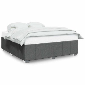 vidaXL Upholstered Bed Frame - King Size - Fabric - Slat Mattress Base - Dark Gray - Engineered Wood and Pine - 1 of 4