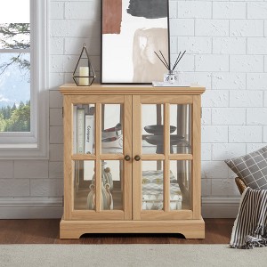 KWPZQEB Accent Cabinet with 2 Glass Doors, Farmhouse Display Cabinet with Adjustable Shelves, Buffet Sideboard, Wooden Floor Cabinet for Home - 1 of 4