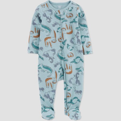 Image of Baby Boys' Safari Footed Pajama - Just One You® made by carter's Teal Newborn