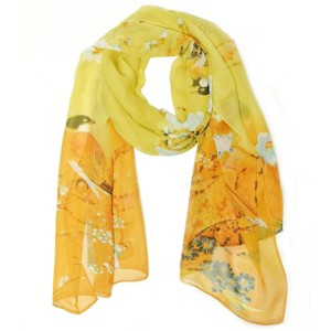 Wrapables Floral Bird Print Polyester and Silk Oblong Scarf - 1 of 4