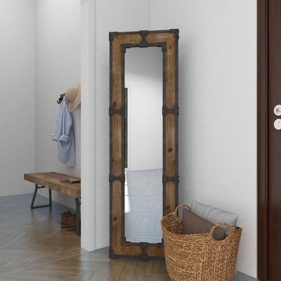 Rustic Brown Wood Full-Length Rectangular Floor Mirror