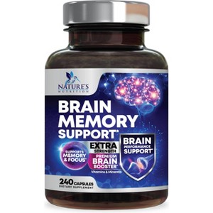 Brain Booster Nootropic Supplement 1000mg Support Focus Energy Memory & Clarity - 240 Capsules By Nature's Nutrition - 1 of 4