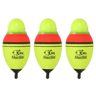 Unique Bargains EVA Green Red LED Lighted Fishing Slip Bobbers for Night Fishing 3 Pcs