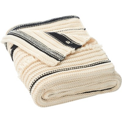 Calyx Throw Blanket - Beige/Black - 50" X 60" - Safavieh