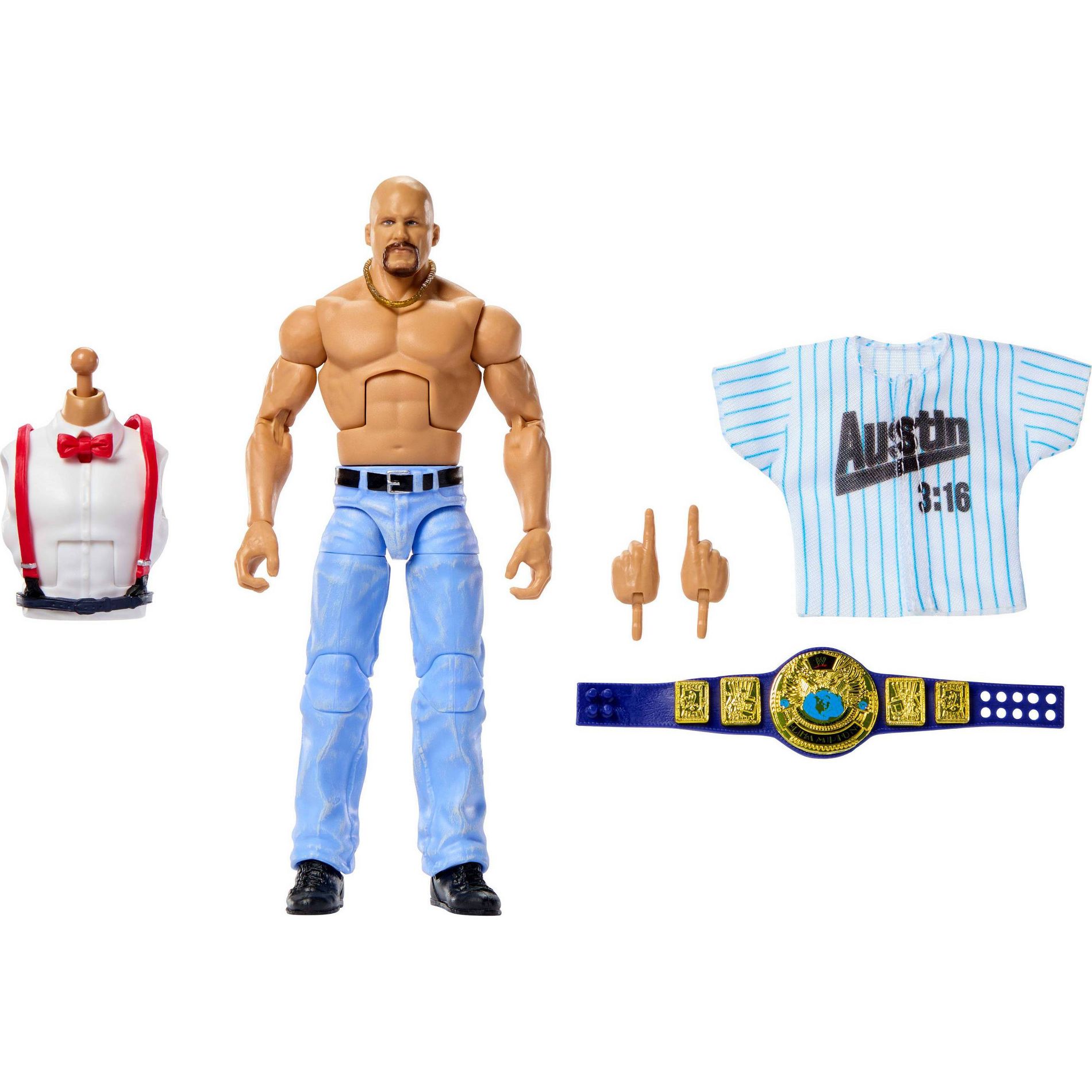 WWE Elite Legends “Stone Cold” Steve Austin Action Figure & Accessories, Series 30, 6" Set