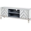 TV Stand for 65+ Inch TV, Mirror Console Table with Diamond Glass Doors and Open Storage Space, TV Cabinet - 3 of 4