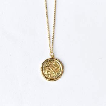 sanctuaire Round Rosette Medallion Coin Necklace Gold