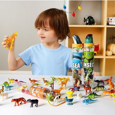 SYNCFUN 69-Piece Assorted Mini Plastic Animal Toy Set