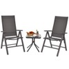 Costway 3PCS Bistro Set Folding Adjustable Chairs Square Glass Table Garden - 3 of 4
