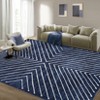 Modern Geometric Area Rug Farmhouse Stripe Area Rug Living Room Stain Resistant Non-Slip Carpet for Bedroom Dining Room - 2 of 4