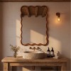 Okak Modern Wavy Rectangle Decorative Wall Mirror for Entryway,Bathroom,Solid Wood Home Decor Vanity Mirror for Bedroom - 2 of 4