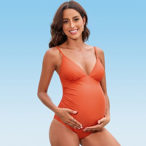 Women Maternity Swimwear Onepiece Pregnancy Swimsuit Red Floral