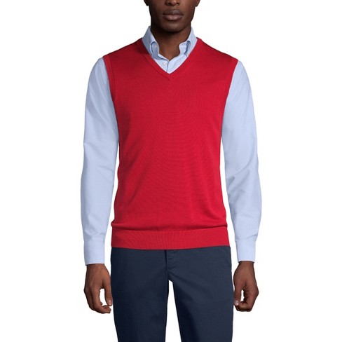 Lands End School Uniform Men s Cotton Modal Fine Gauge Sweater Vest Large Red Target