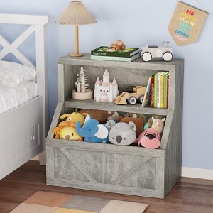 Coolmee Kids Bookshelf and Toy Storage, Wooden Toddler Bookcase Cabinet, Children's Large Cubbies for Playroom Bedroom Nursery Classroom School - 1 of 4