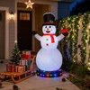 QingMoon Christmas Inflatable Snowman, 12FT Xmas Blow Up Holiday Decorations with Rotating Colorful LED Light for Yard, Garden and Lawn - 3 of 4