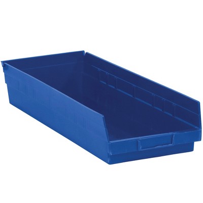 Box Partners Plastic Shelf Bin Boxes 23 5/8" x 8 3/8" x 4" Blue 6/Case BINPS123B