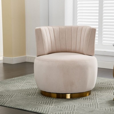Swivel Barrel Sofa Chairs,360 Degree Swivel Armchair Cuddle Chairs With Wide Upholstered,Fluffy Velvet Fabric Chair-Chaddlewood