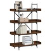 vidaXL 4-Tier Brown Oak Bookcase - Engineered Wood and Metal Frame, Industrial Style - 2 of 4