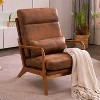 KTMBDW Mid-Century Accent Chair Modern Retro Leisure Chair with Oak Frame High Back Upholstered Single Sofa Armchair for Living Room, Bedroom - 2 of 4