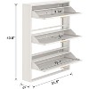 Bekrvio Slim Narrow Metal Shoe Cabinet with 3 Flip Drawers, Breathable Freestanding Hidden Organizer, Shoe Storage Rack for Entryway, Hallway - 3 of 4