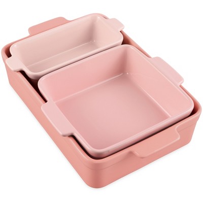 Best Choice Products Ceramic Bakeware Set of 3 Casserole, Loaf, and Square Dishes w/ Handles