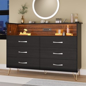 Acekool Smart Dresser - 6 Drawer LED Storage with Charging Station - 1 of 4