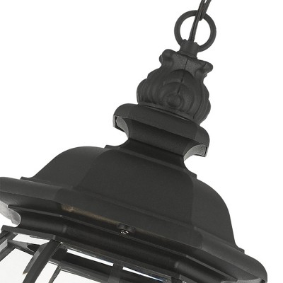 Frontenac Textured Black Outdoor Pendant Lantern with Clear Beveled Glass