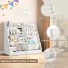 35 in. Wide White Finish 4 Shelf Bookcase with Cotton Linen Storage Sling Pockets - 3 of 4