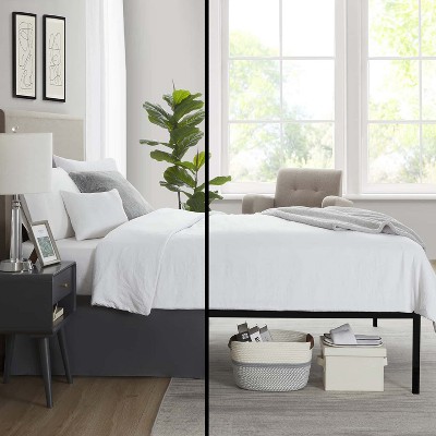 Nestl Bed Skirt Queen Size, 14" Drop Premium Bedskirt, Old Gray Microfiber Bed Skirts