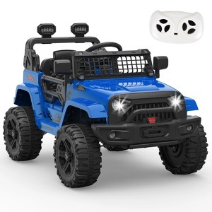 12V Kids Ride-On Truck w/Remote - 3 Speeds (Max 2.5MPH), Dual Motors, LED Lights, Music (Ages 3-8, 61lbs) - 1 of 4