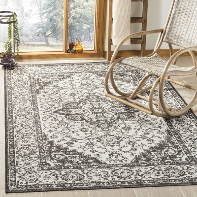 Linden Light Grey & Charcoal Geometric Synthetic Area Rug - 6'7" x 9'2"