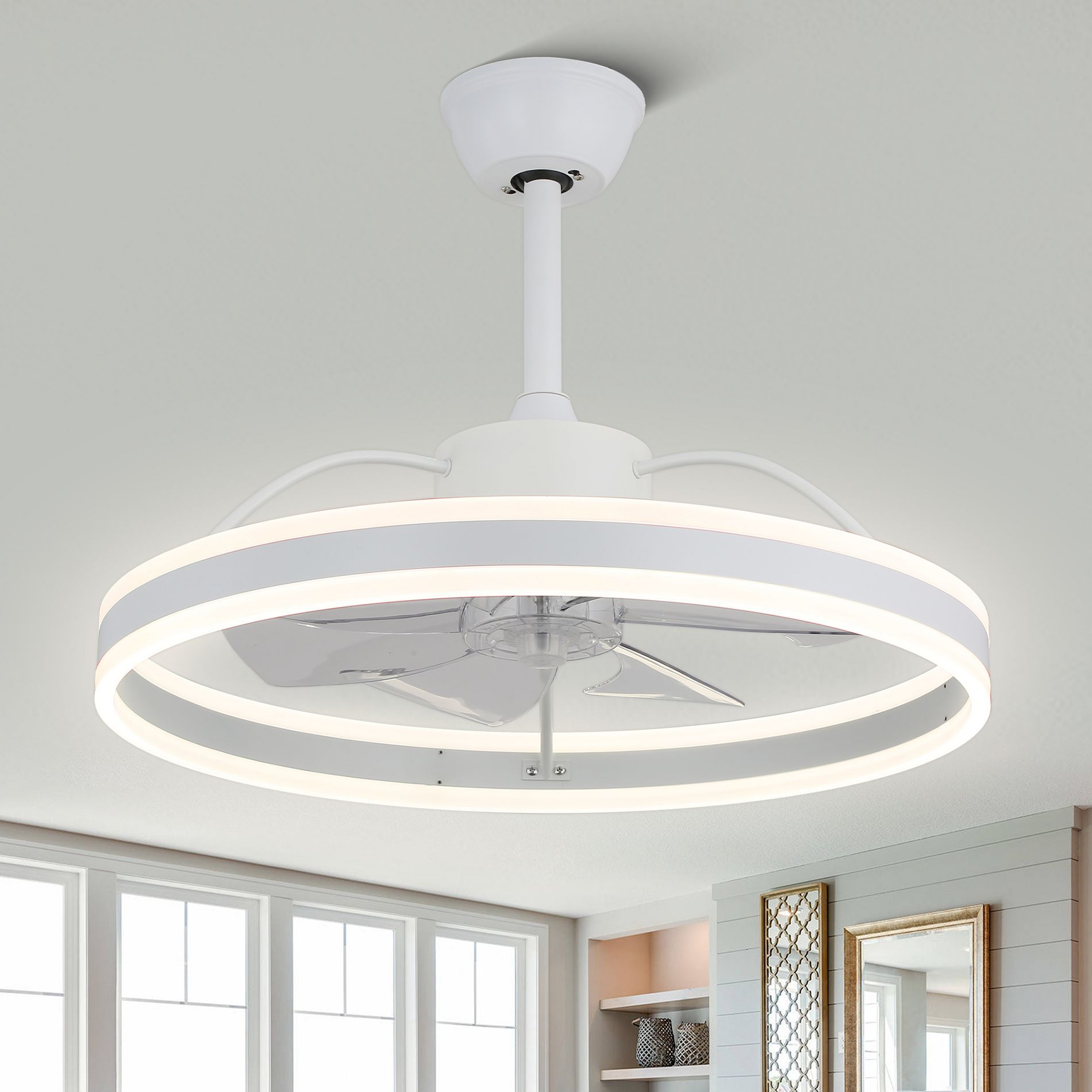 Bella Depot 20" Modern Ceiling Fan with Dimmable Light, 6-Speed Reversible with Remote and APP Control