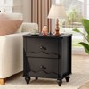 Besiost Wooden Nightstand with Charging Station, Storage Dresser with 2 Drawers - 3 of 4
