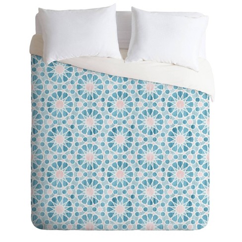 Queen/full Schatzi Brown Farah Tile Pastel Comforter Set Blue - Deny ...