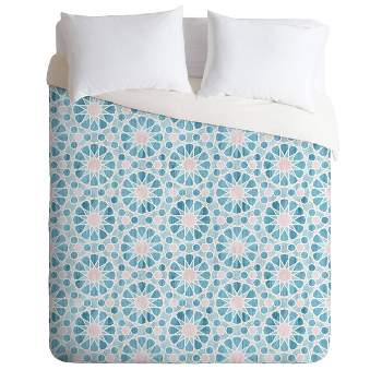 Queen/Full Schatzi Brown Farah Tile Pastel Comforter Set Blue - Deny Designs