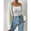 Coolmee Women's Open Front Ribbed Knit Crop Bolero Drop Shoulder Long Sleeve Loose Fit Knitted Crop Cardigan Shrug White M - 4 of 4