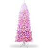 Prelit Pencil Christmas Tree, Pink Gradient Snow Flocked with 100 Dual Color Lights, 320 Branch Tips, Metal Stand - 3 of 4