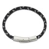 Black Bow Jewelry 7mm Stainless Steel, Black & Gray Braided Leather Bracelet, 8 Inch - 3 of 4
