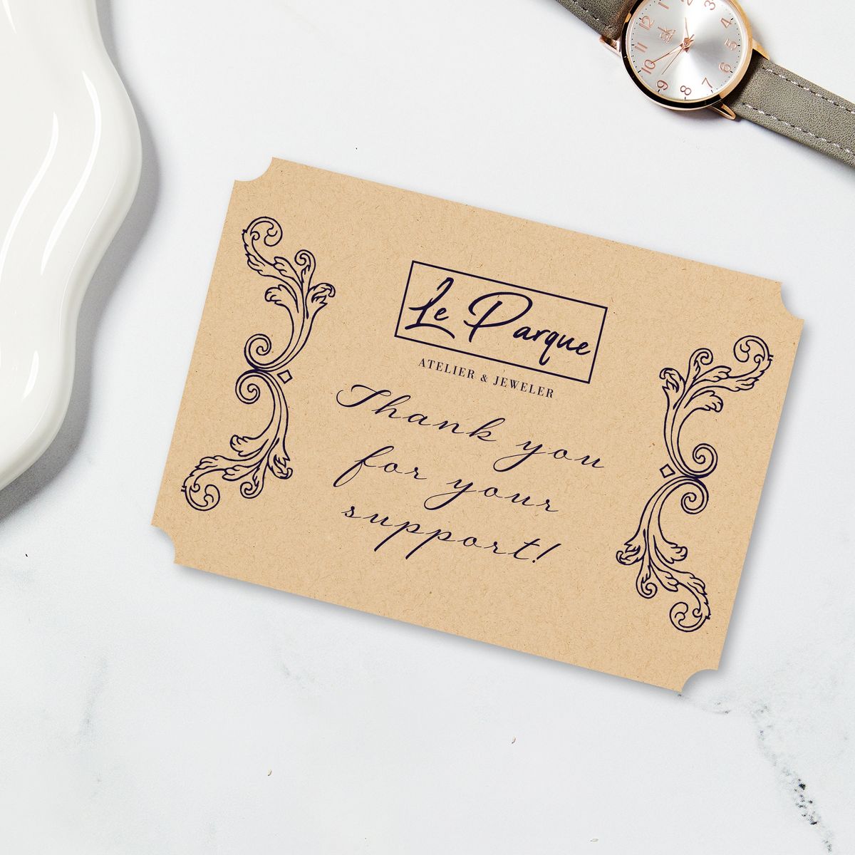 Avery Kraft Brown Invitation Cards, 5" x 7" Rectangle Scalloped Edge - thumbnail 4