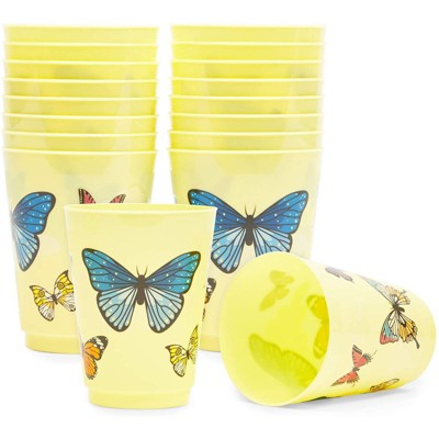 Sparkle and Bash 16 Packs Plastic Cups for Butterfly Birthday Party (16 oz)