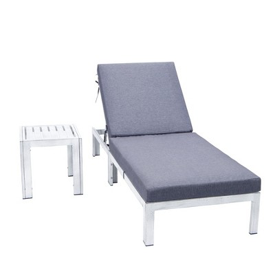 Chelsea Modern Blue Cushioned Aluminum Outdoor Chaise Lounge with Side Table