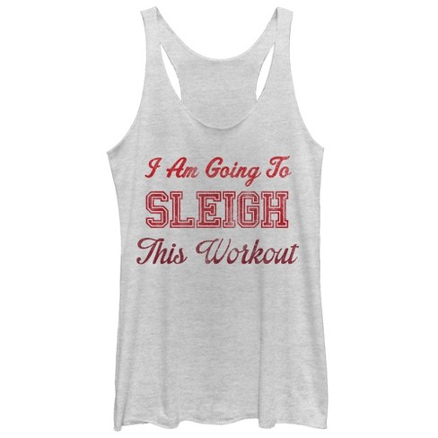 Women's Chin Up Christmas Sleigh This Workout Racerback Tank Top