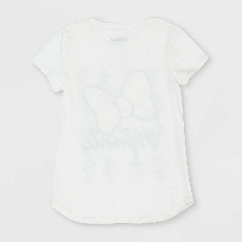 Girls' Minnie Mouse Bow Short Sleeve T-Shirt - Off-White, 2 of 5