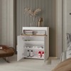 SKRAN Shoe Storage Rack: Pneumatic Lift-Up Compartment & Dual Doors - 35.4" H x 27" W Compact Particle Board - Space-Saving for Small Bedrooms,Oak - 2 of 4