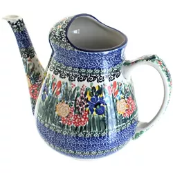 Blue Rose Polish Pottery Summer Blooms Watering Can