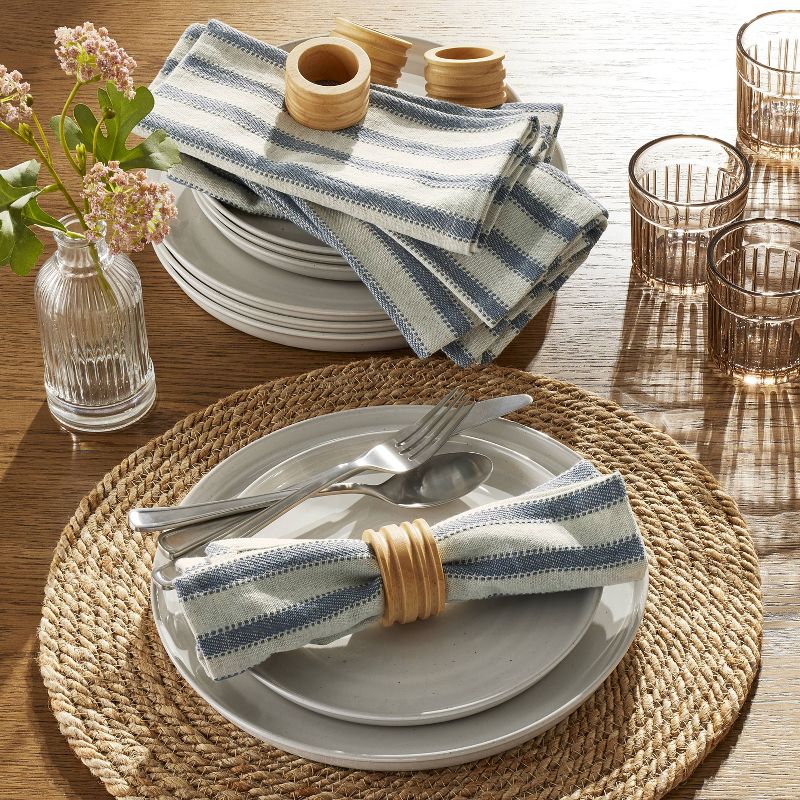 4pk Engineered Stripe Cloth Napkins Blue/Natural - Hearth &#38; Hand&#8482; with Magnolia, 3 of 5