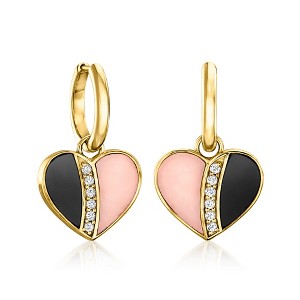 Ross-Simons Multi-Gemstone Reversible Heart Hoop Drop Earrings in 18kt Gold Over Sterling - 1 of 4