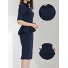 Allegra K Round Neck Pencil Dress for Women's Bow Ruffle Business Peplum Dress - image 2 of 4