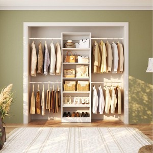 Besiost Closet Organizer with Extendable Hanging Rod, Walk-In Closet System Wardrobe with Adjustable Shelves - 1 of 4