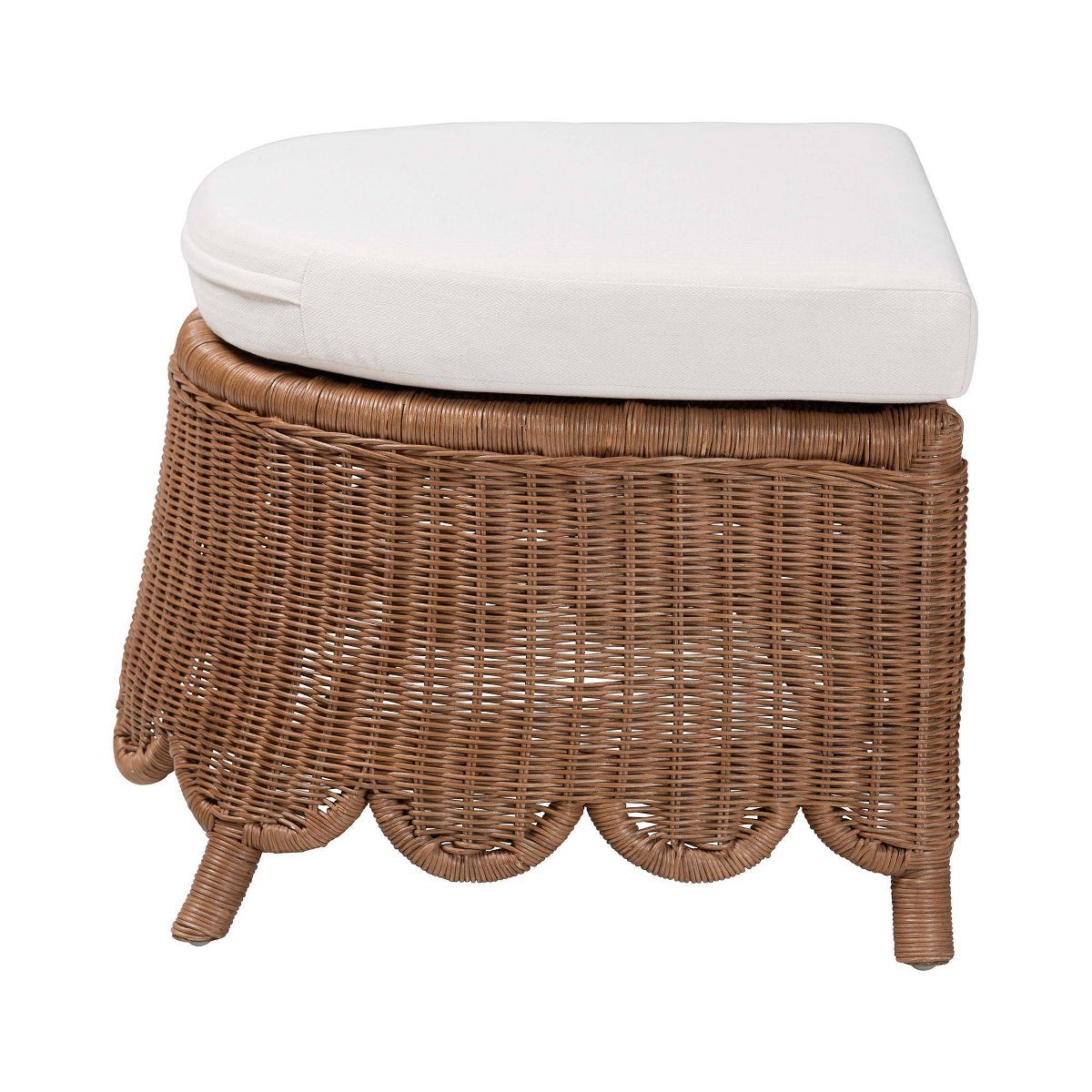 bali & pari Detta Natural Rattan Footstool with Cushion Peanut Brown - thumbnail 3